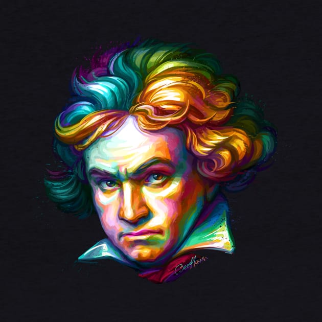 Ludwig van Beethoven Colorful Portrait by stonemask